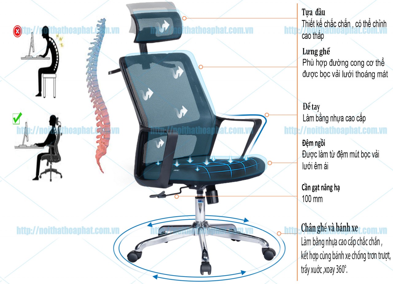 Ghế lưới lưng cao GL308 - ảnh 4