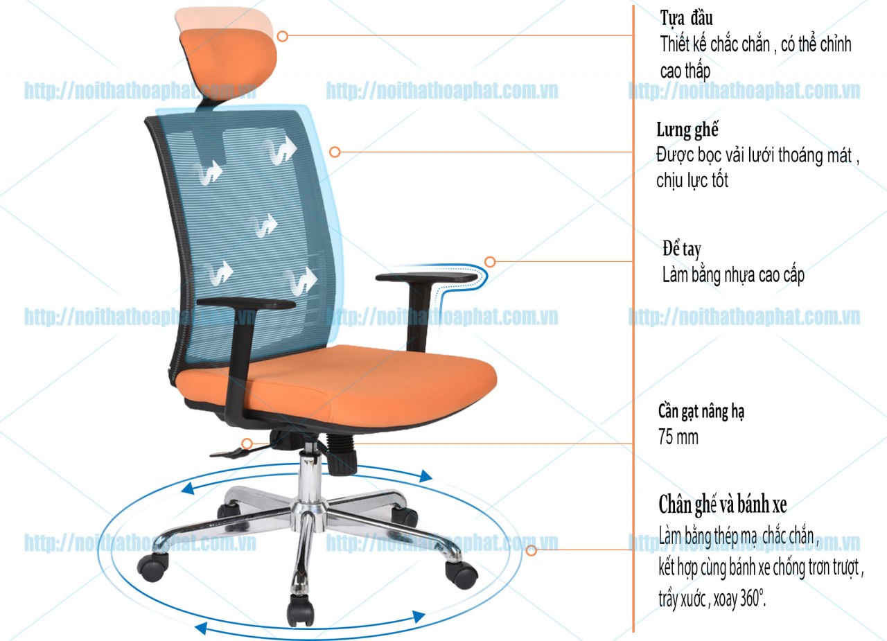 Ghế lưới cao cấp lưng cao GL321 - ảnh 4