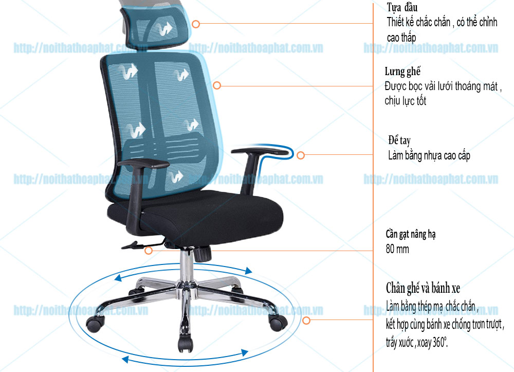 Ghế lưới lưng cao GL322 - ảnh 5