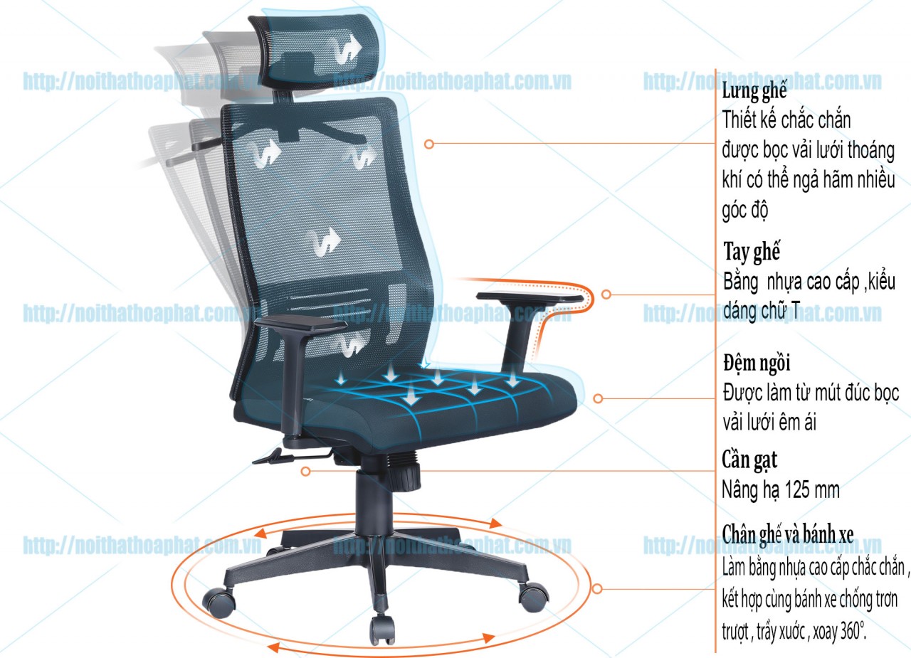 Ghế lưới lãnh đạo GL324 - ảnh 4