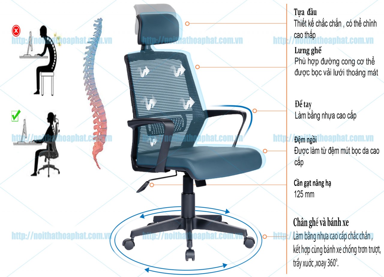 Ghế lưới cao cấp Hòa Phát GL329 - ảnh 4