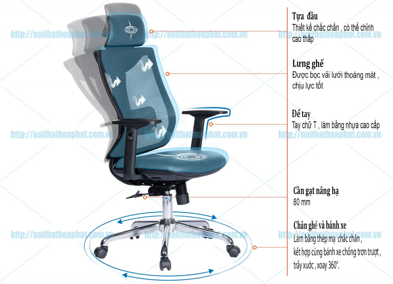 Ghế lưới lưng cao GL332 - ảnh 3