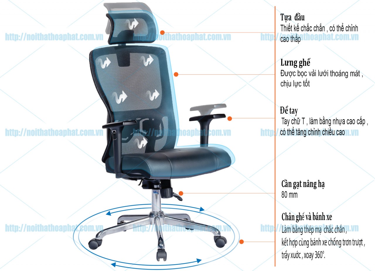Ghế lưới lưng cao GL343 - ảnh 2