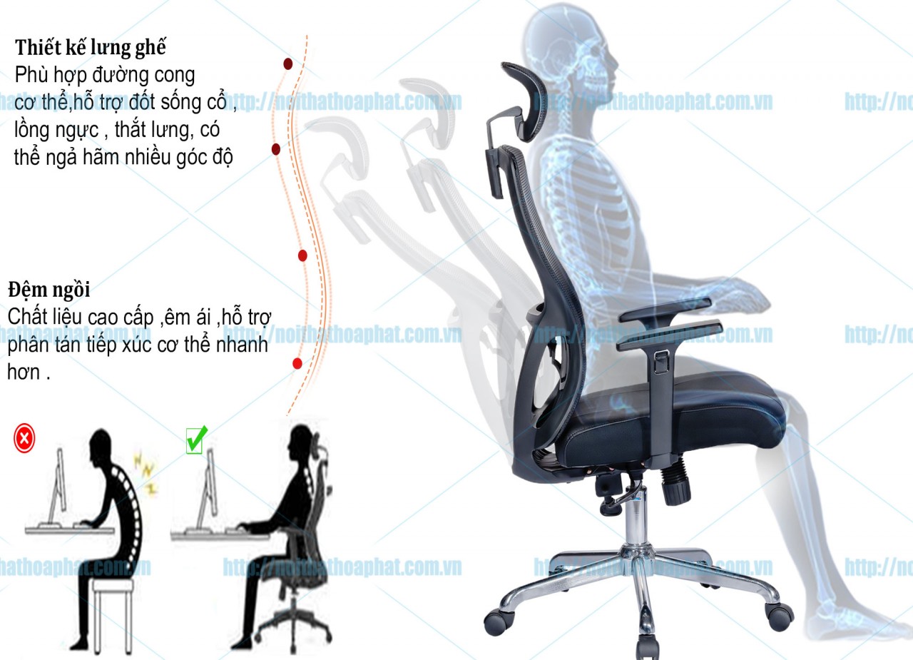 Ghế lưới lưng cao GL343 - ảnh 4