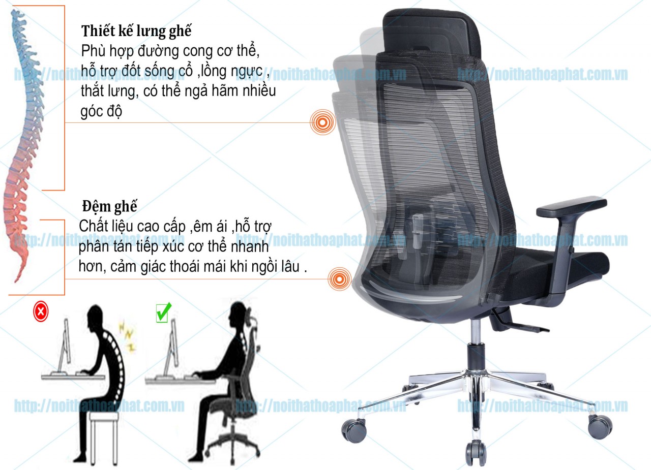 Ghế lưới lãnh đạo GL345 - ảnh 4