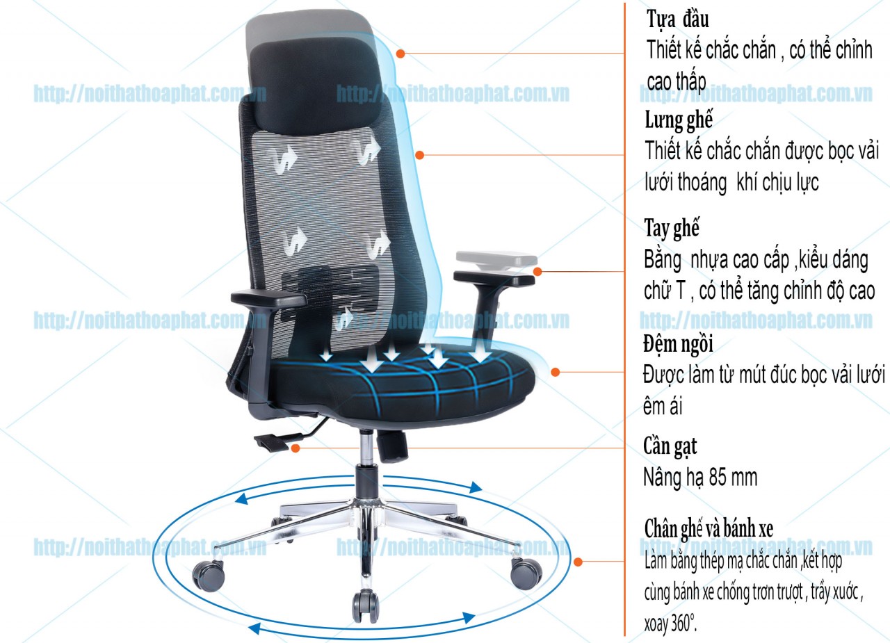 Ghế lưới lãnh đạo GL345 - ảnh 6