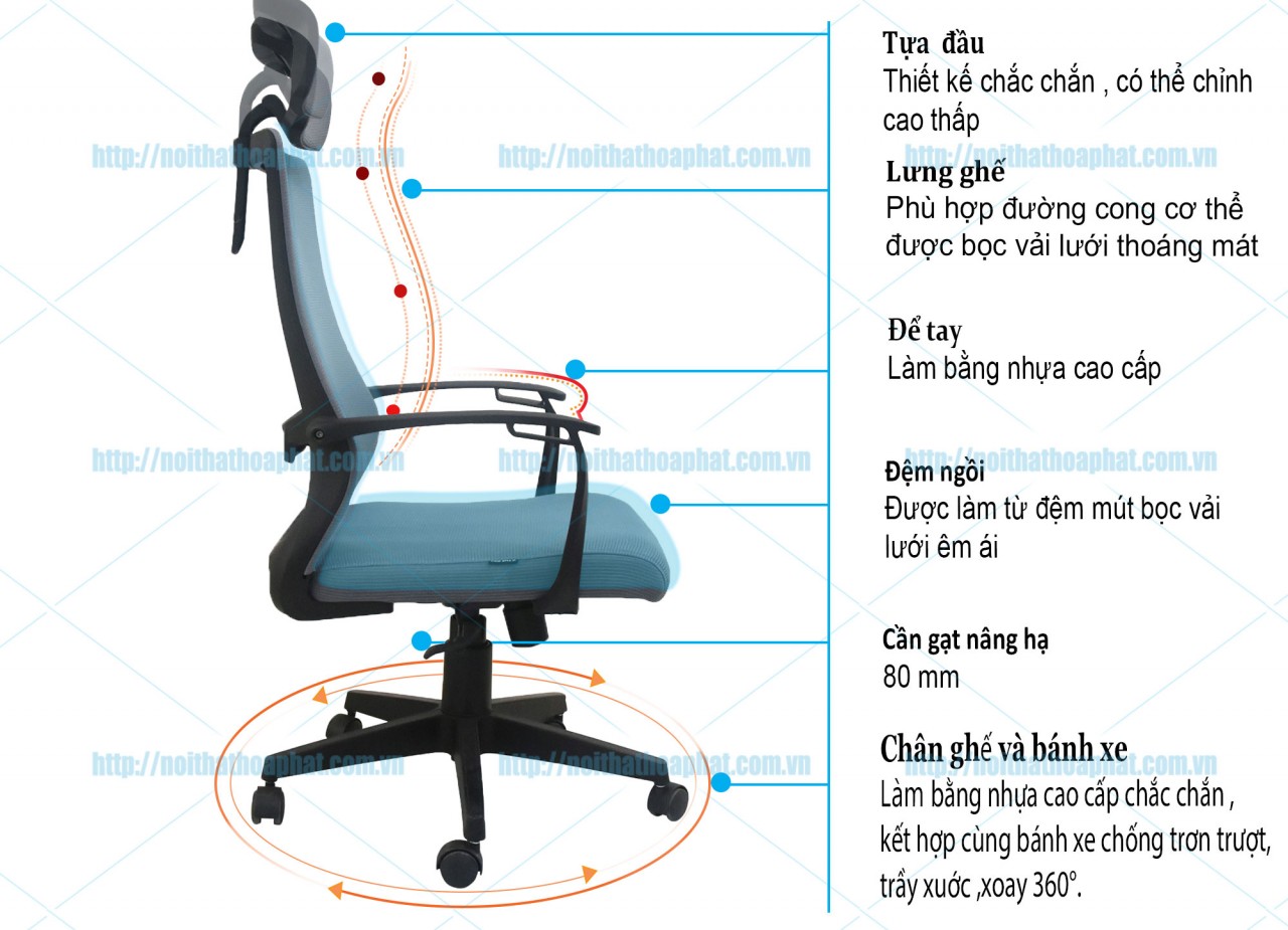 Ghế lưới lưng cao GL348 - ảnh 5