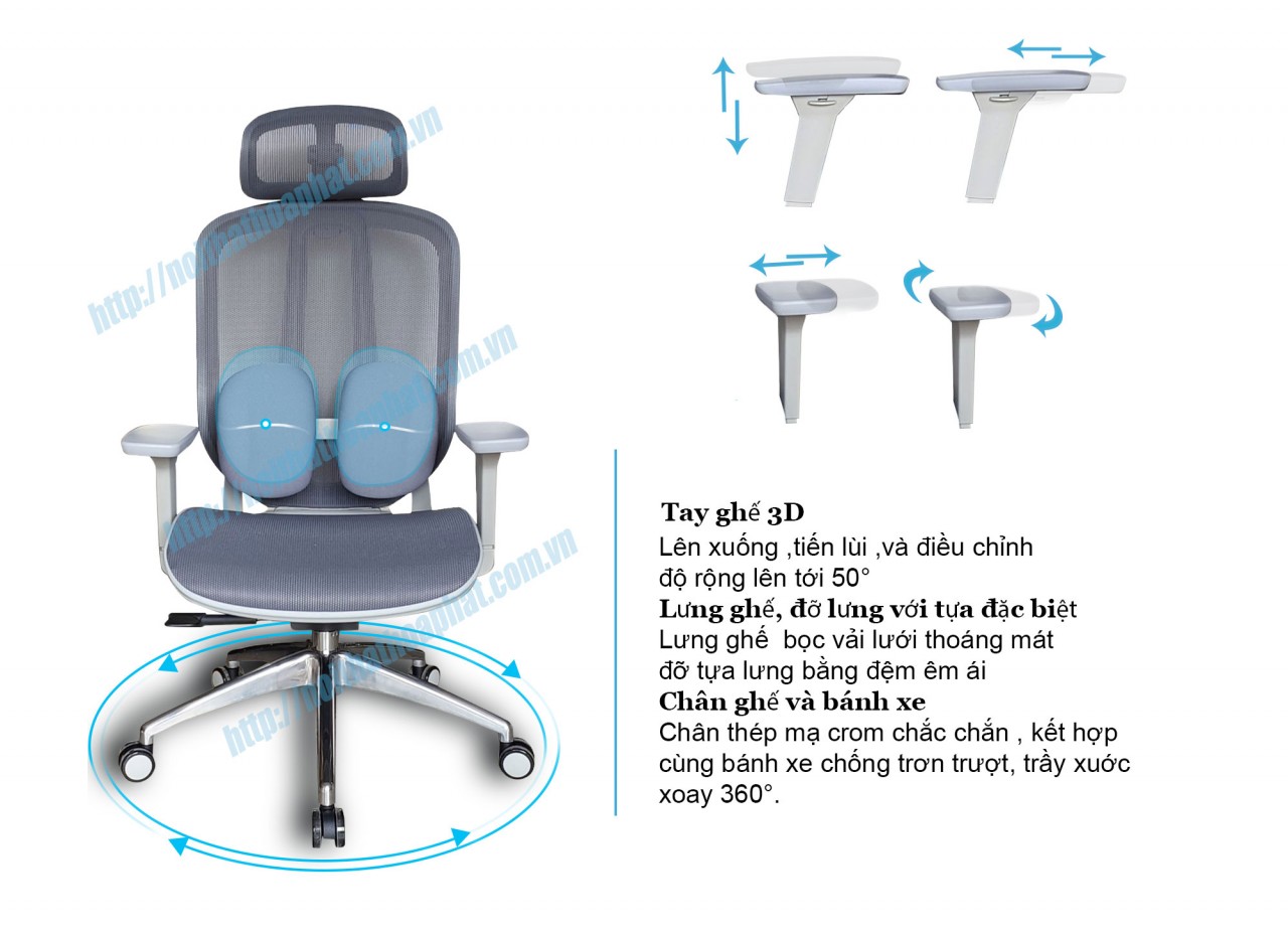 Ghế công thái học chân hợp kim GLE04-1 - ảnh 4