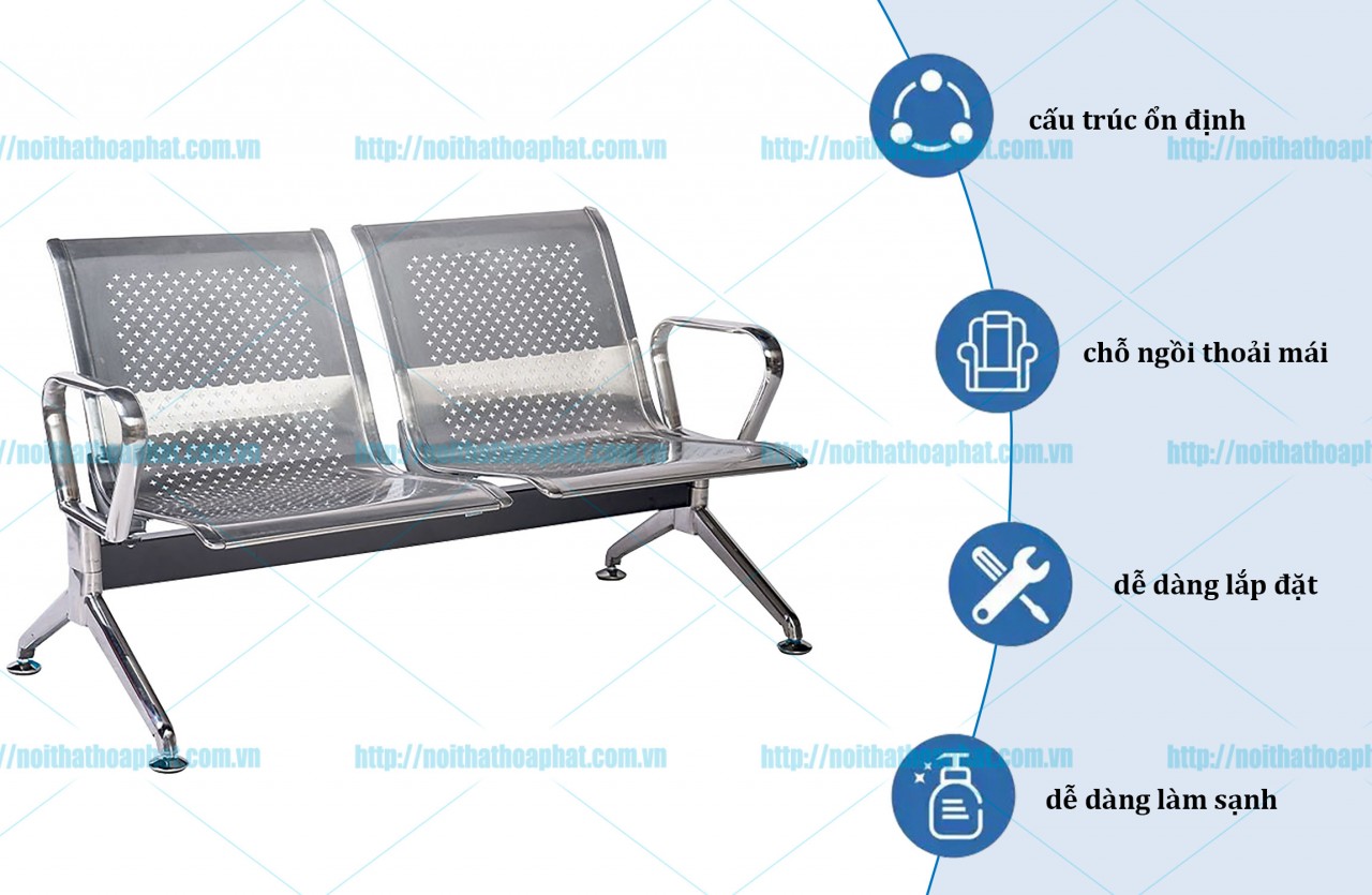 Ghế phòng chờ Inox GPC04I-2 - ảnh 2