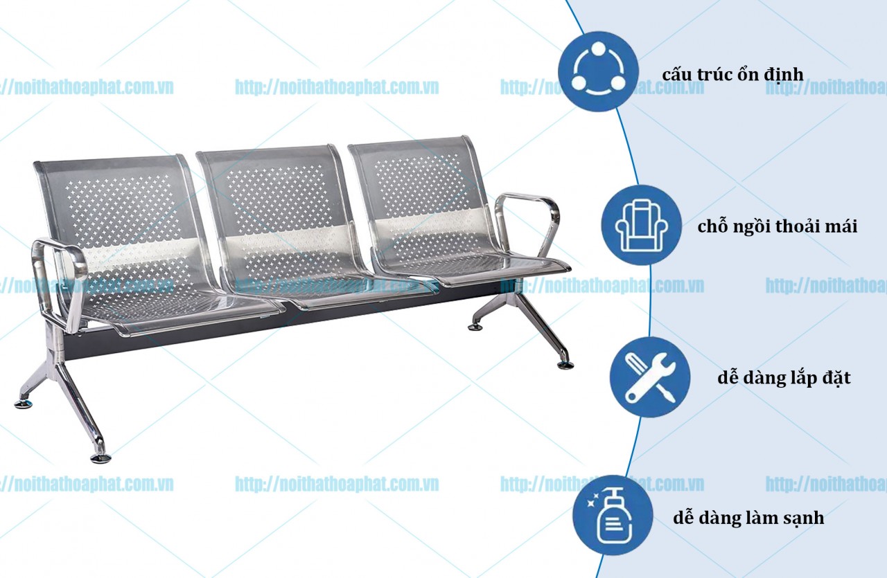 Ghế phòng chờ inox Hòa Phát GPC04I-3 - ảnh 2