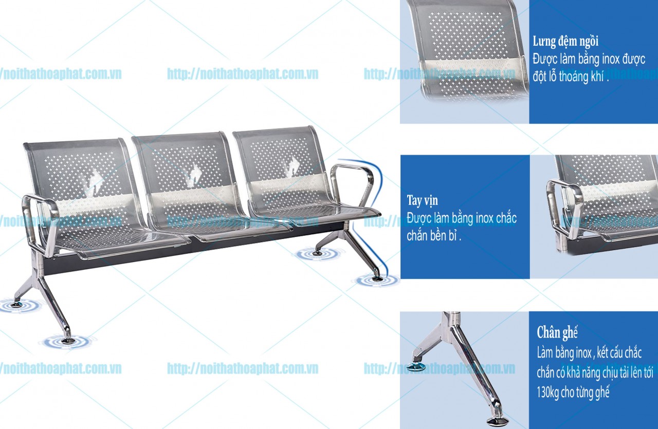 Ghế phòng chờ inox Hòa Phát GPC04I-3 - ảnh 4