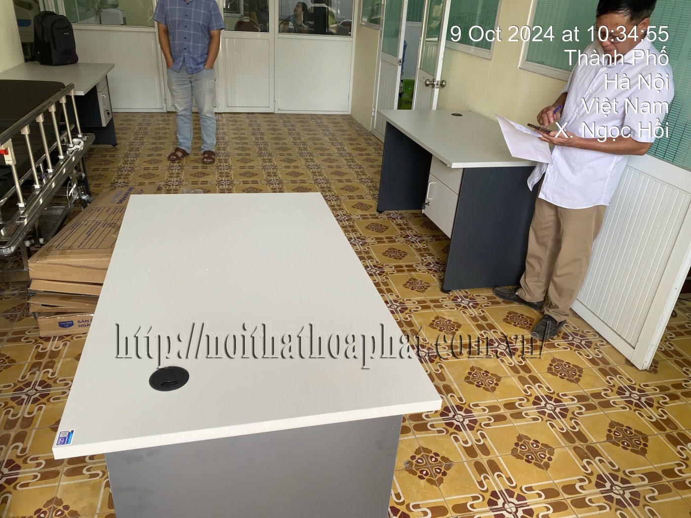 Hình ảnh thực tế bàn nhân viên 1m4 hộc liền HP140HL-1 Hình ảnh thực tế bàn nhân viên 1m4 hộc liền HP140HL-1