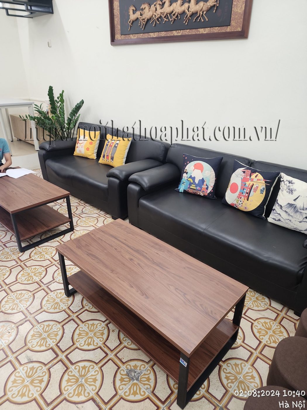 H&igrave;nh ảnh thực tế b&agrave;n sofa văn ph&ograve;ng khung th&eacute;p BSF85