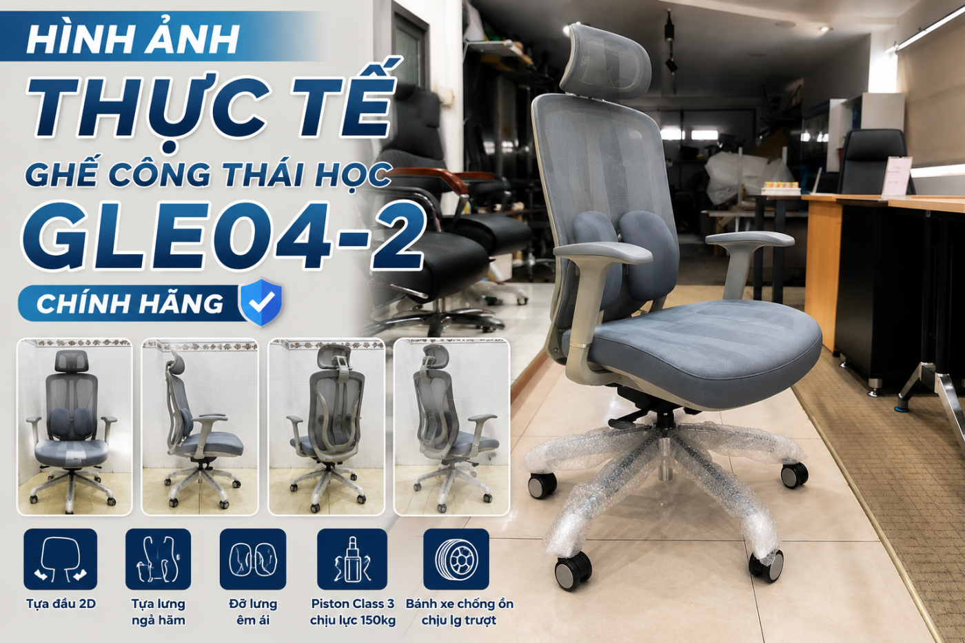 Hình ảnh thực tế Ghế Công Thái Học GLE04-2 Chính Hãng