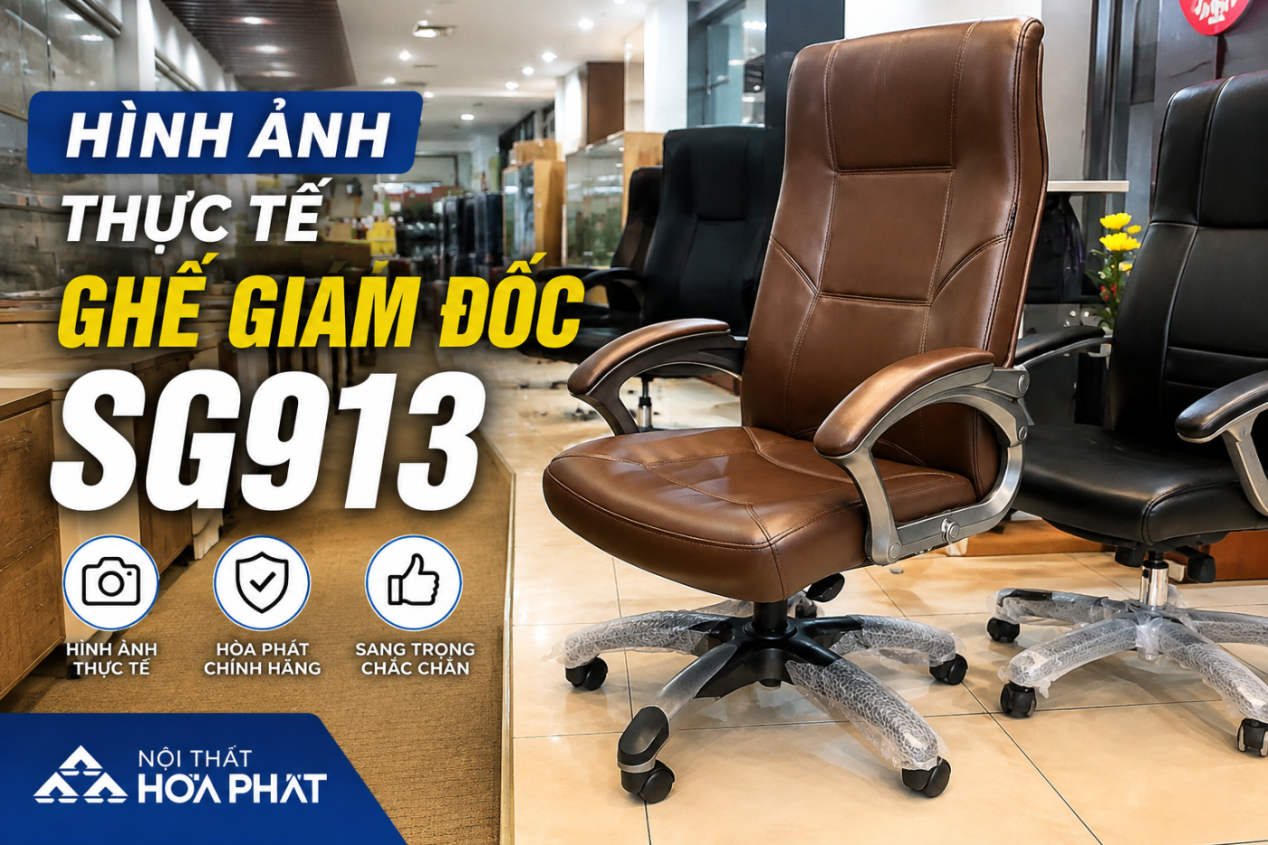 H&igrave;nh ảnh thực tế Ghế gi&aacute;m đốc SG913 H&ograve;a Ph&aacute;t