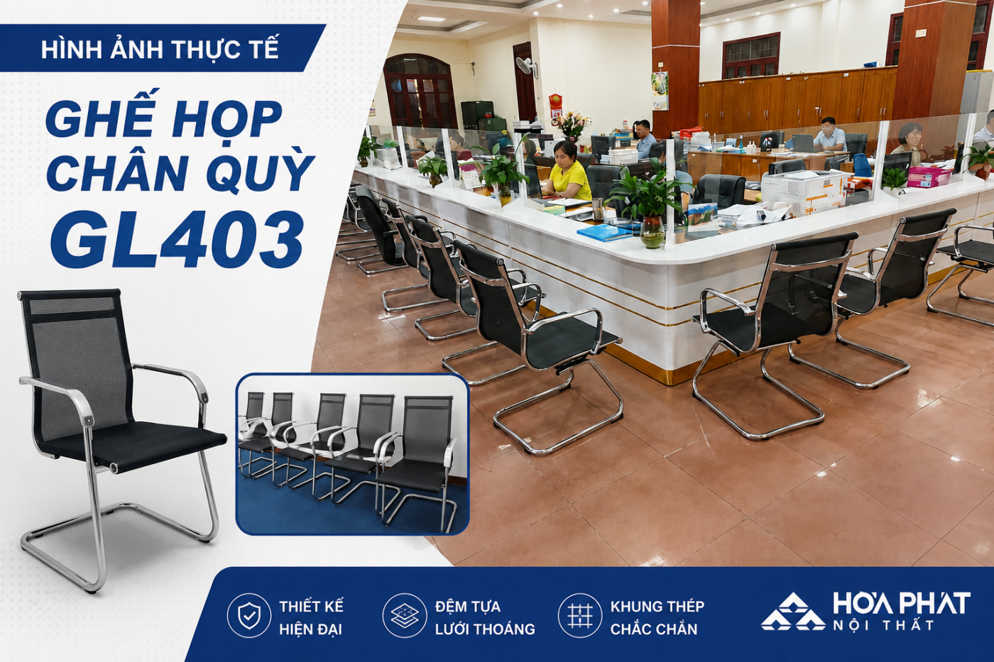 Hình ảnh thực tế Ghế họp chân quỳ GL403