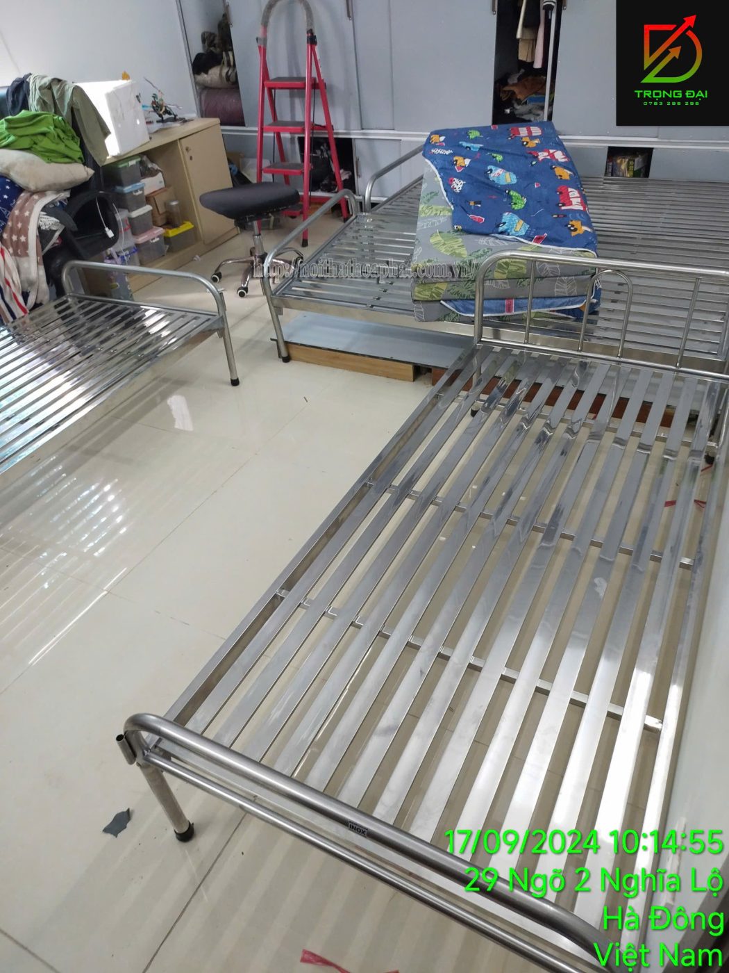 Hình ảnh thực tế giường đơn khung inox GC7I Hình ảnh thực tế giường đơn khung inox GC7I
