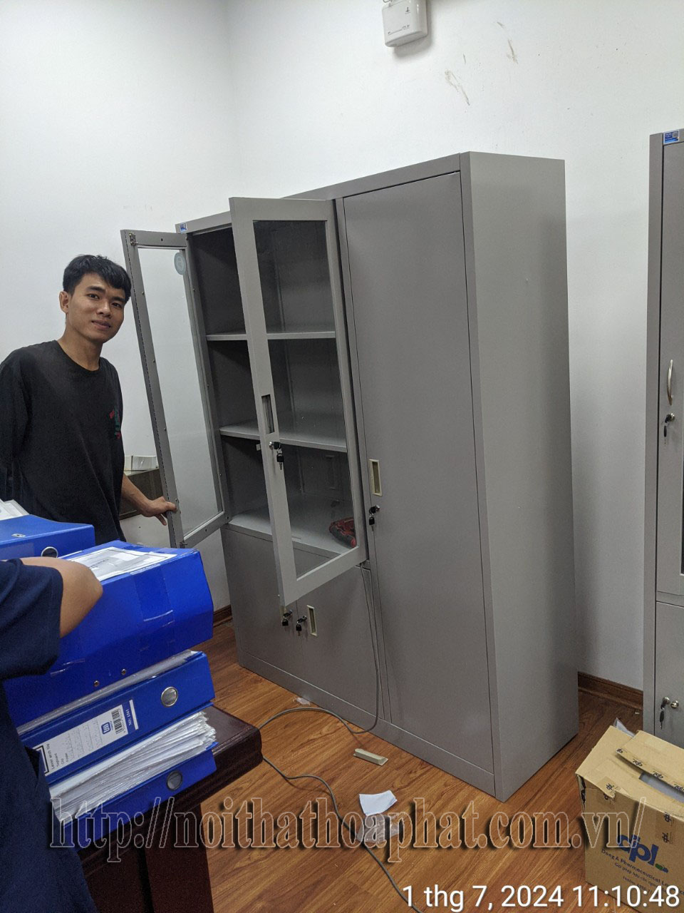 H&igrave;nh ảnh thực tế tủ t&agrave;i liệu sắt sơn tĩnh điện H&ograve;a Ph&aacute;t TU09K5PCK