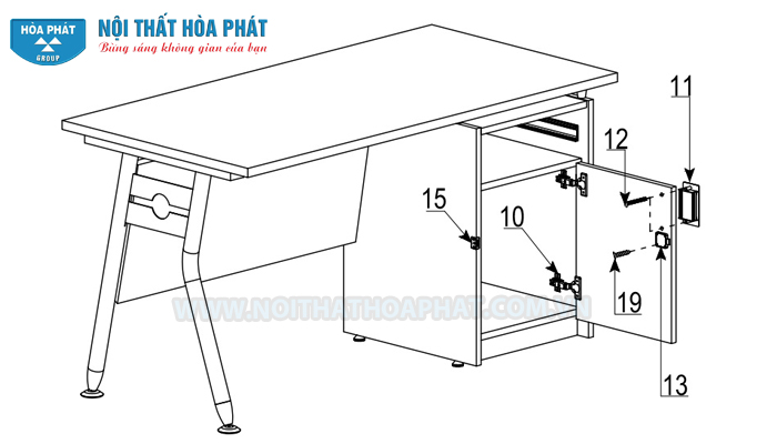 Hướng dẫn lắp đặt b&agrave;n l&agrave;m việc HR140HLC1