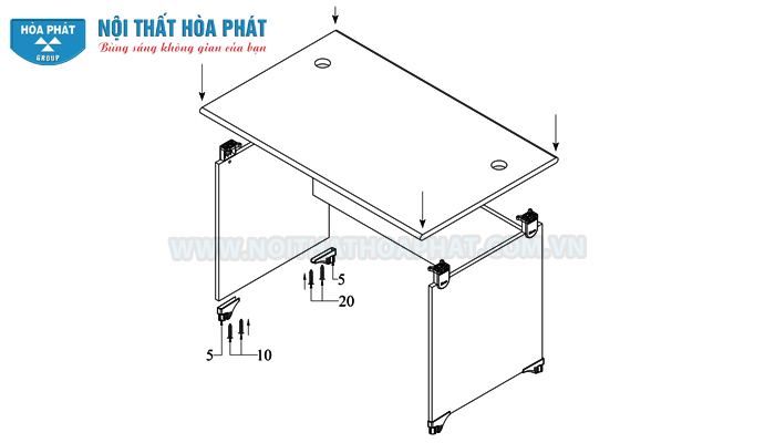 Hướng dẫn lắp đặt b&agrave;n l&agrave;m việc NT120-180