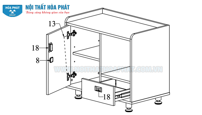 lắp tủ phụ b&agrave;n l&atilde;nh đạo HR160C1