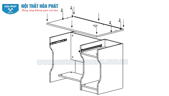 Hướng dẫn lắp đặt b&agrave;n liền gi&aacute; s&aacute;ch NTB01