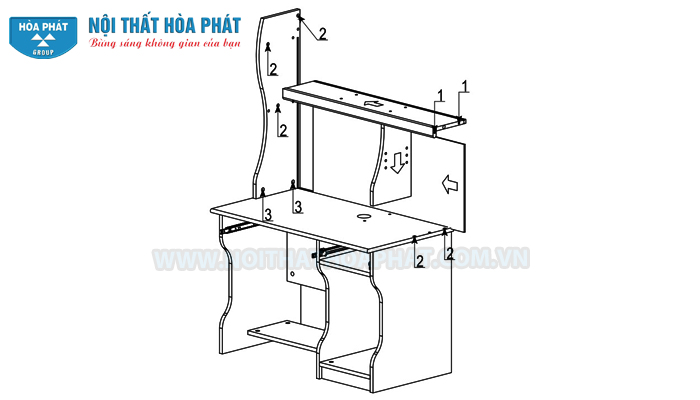 Hướng dẫn lắp đặt b&agrave;n liền gi&aacute; s&aacute;ch NTB01