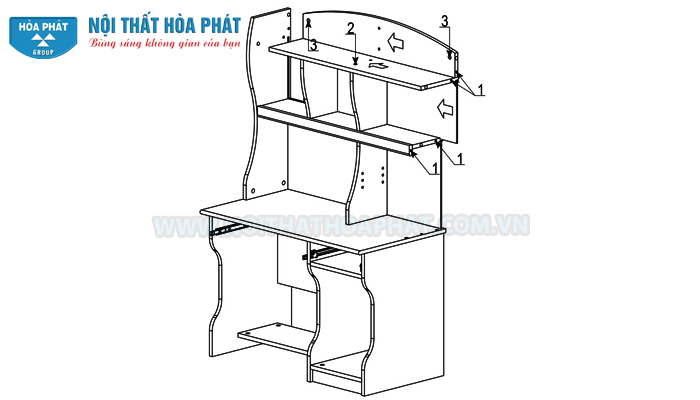 Hướng dẫn lắp đặt b&agrave;n liền gi&aacute; s&aacute;ch NTB01