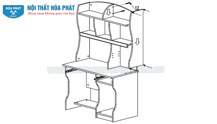 Hướng dẫn lắp đặt b&agrave;n liền gi&aacute; s&aacute;ch NTB01