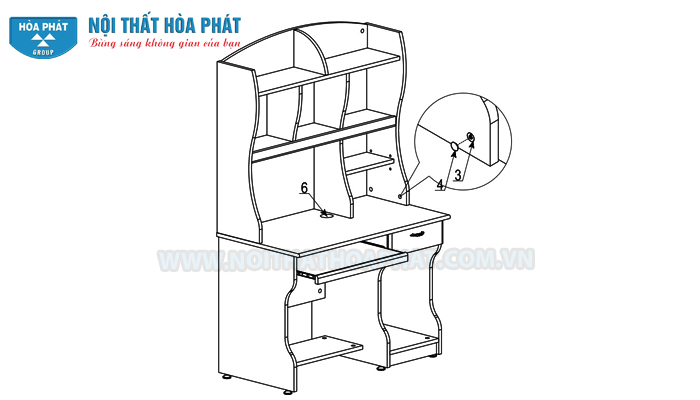 Hướng dẫn lắp đặt b&agrave;n liền gi&aacute; s&aacute;ch NTB01