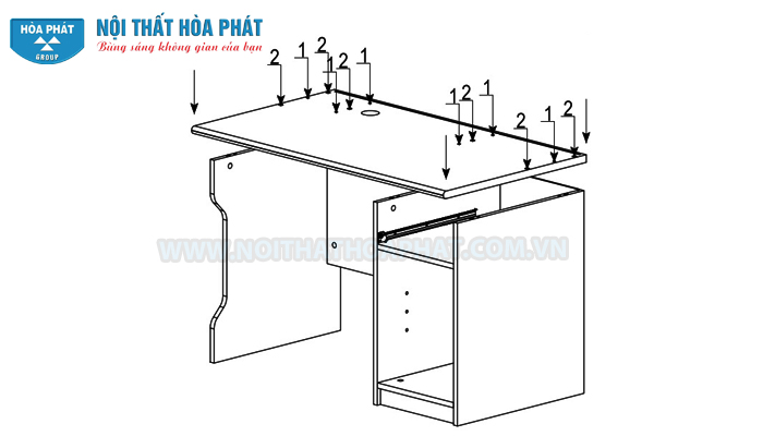 Hướng dẫn lắp đặt b&agrave;n liền gi&aacute; s&aacute;ch NTB02