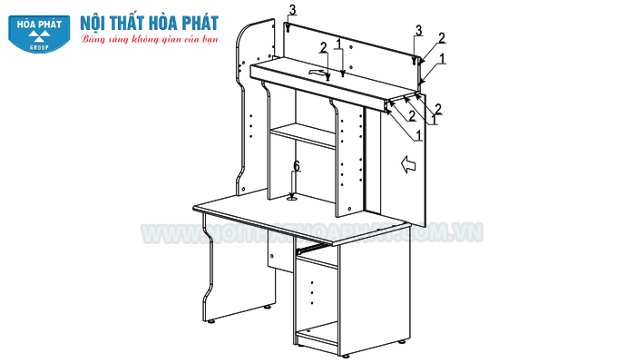 Hướng dẫn lắp đặt b&agrave;n liền gi&aacute; s&aacute;ch NTB02