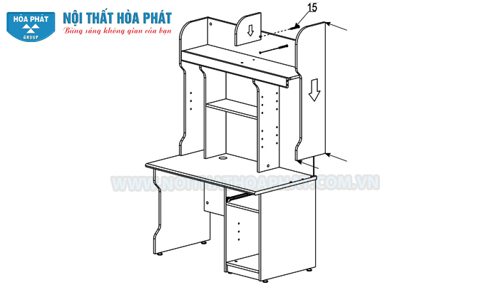 Hướng dẫn lắp đặt b&agrave;n liền gi&aacute; s&aacute;ch NTB02