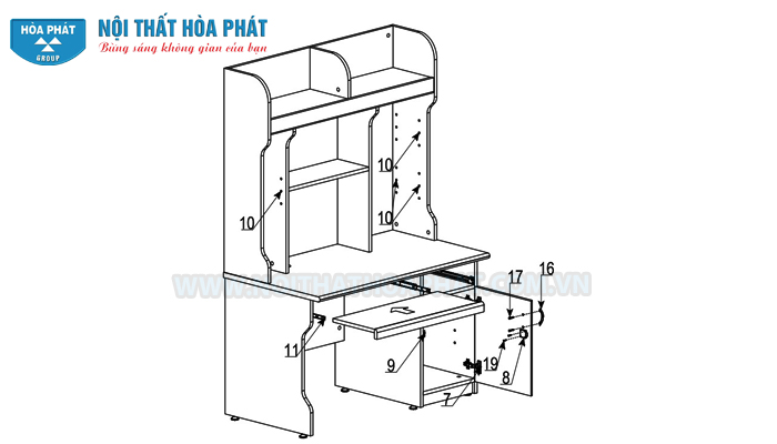 lắp khay ngăn k&eacute;o b&agrave;n NTB02
