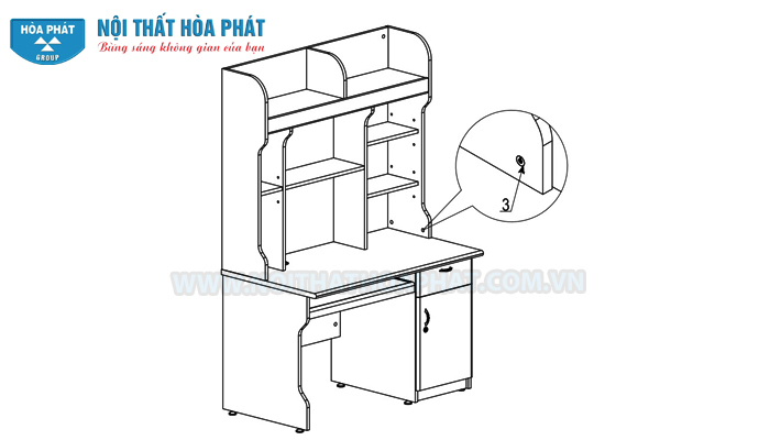 Hướng dẫn lắp đặt b&agrave;n liền gi&aacute; s&aacute;ch NTB02