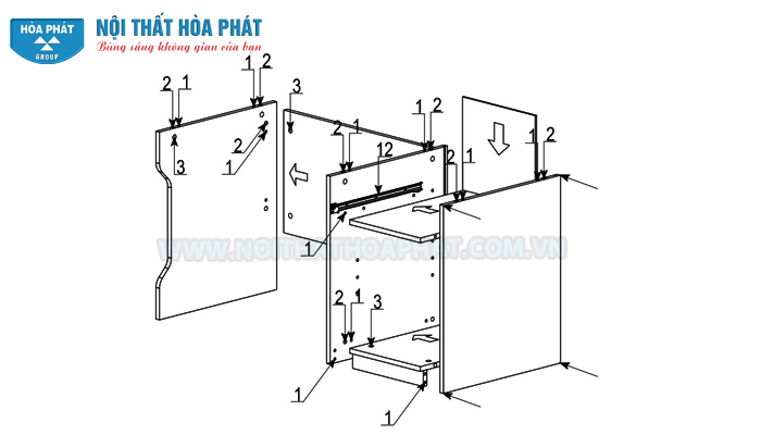 Hướng dẫn lắp đặt b&agrave;n liền gi&aacute; s&aacute;ch NTB02