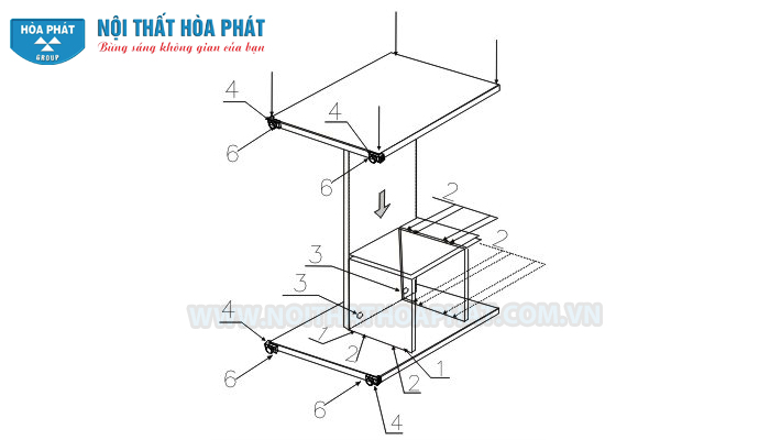 Lắp chân bàn hộc liền SV120HL-180HL Lắp chân bàn hộc liền SV120HL-180HL