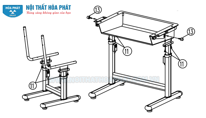 Hướng dẫn lắp đặt bộ b&agrave;n học sinh BHS29, GHS29