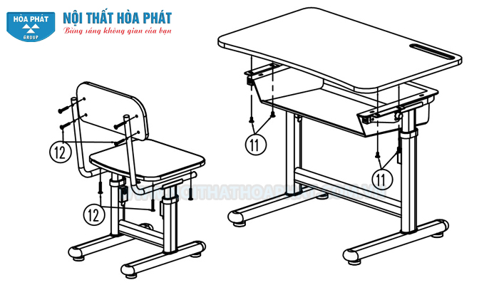 Hướng dẫn lắp đặt bộ b&agrave;n học sinh BHS29, GHS29