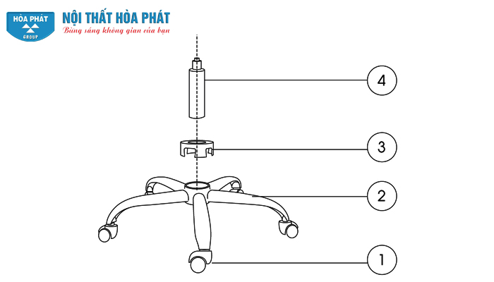 Hướng dẫn lắp đặt ghế Hòa Phát GL206 Hướng dẫn lắp đặt ghế Hòa Phát GL206
