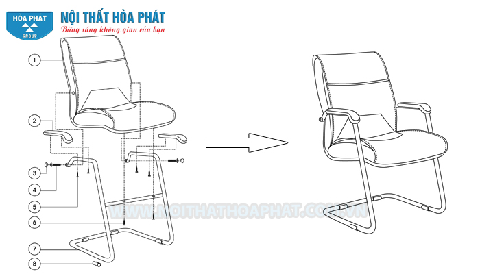Hướng dẫn lắp đặt ghế họp ch&acirc;n quỳ SL718