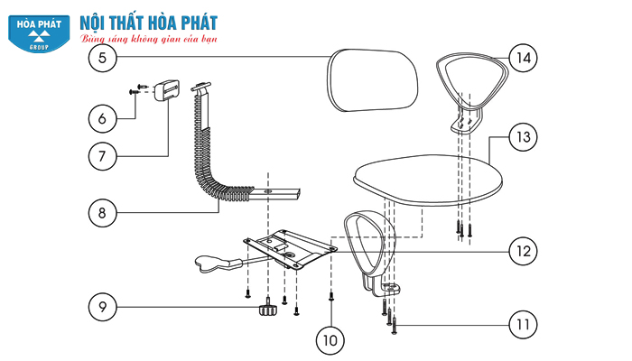 lắp đặt cụm đệm tựa ghế SG130 lắp đặt cụm đệm tựa ghế SG130