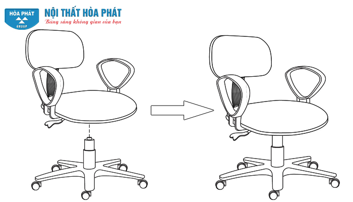 Hướng dẫn lắp đặt ghế xoay Hòa Phát SG130 Hướng dẫn lắp đặt ghế xoay Hòa Phát SG130