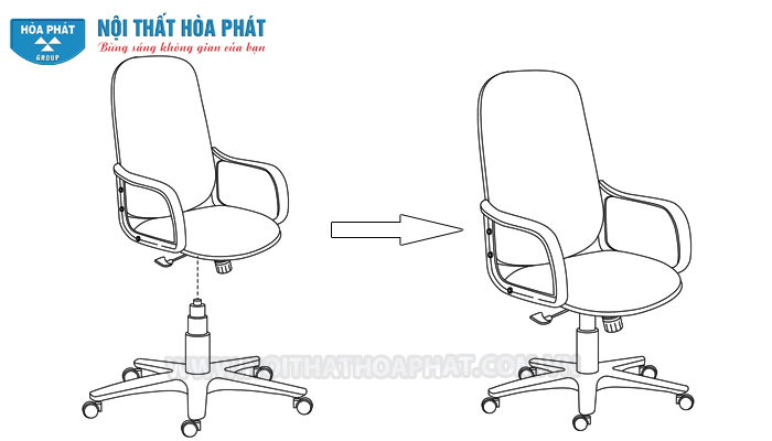 Hướng dẫn lắp đặt ghế xoay Hòa Phát SG216 Hướng dẫn lắp đặt ghế xoay Hòa Phát SG216