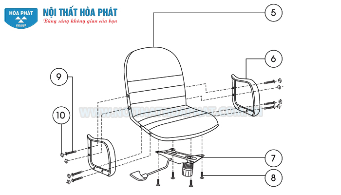 Lắp cụm ch&acirc;n ghế SG712