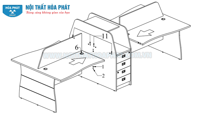 Hướng dẫn lắp đặt Module bàn làm việc HRMD03 Hướng dẫn lắp đặt Module bàn làm việc HRMD03
