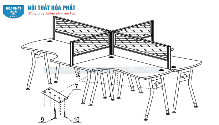 Hướng dẫn lắp đặt Module bàn làm việc HRMD04 Hướng dẫn lắp đặt Module bàn làm việc HRMD04