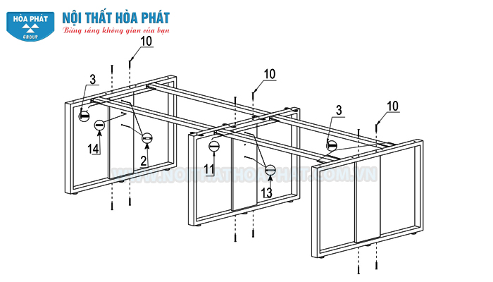Lắp ch&acirc;n Module b&agrave;n l&agrave;m việc HRMD05