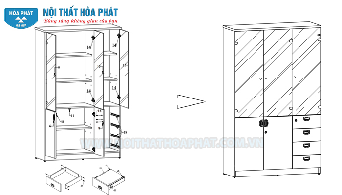 Tủ SV1960-3G4D hoàn thiện Tủ SV1960-3G4D hoàn thiện