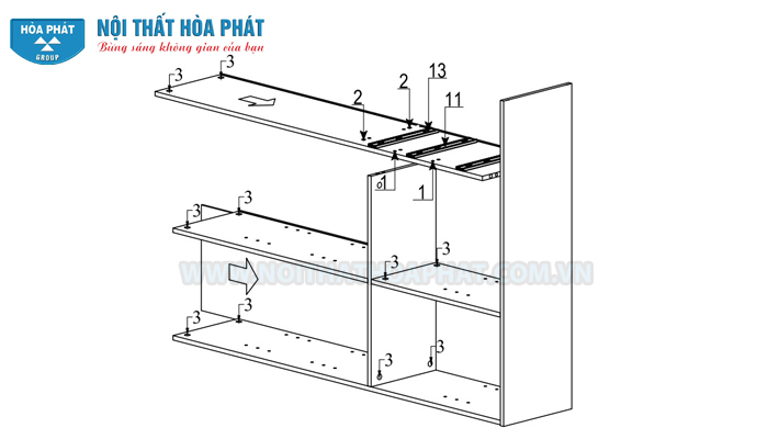 Hướng dẫn lắp đặt tủ t&agrave;i liệu HR1960-3B
